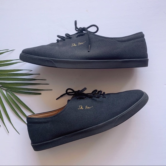 THE ROW Dean Black Canvas Embroidered Sneakers 9.5 - Picture 4 of 8